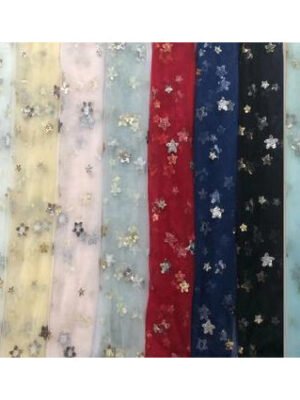 HG 1029 gold sequin fabric sequin mesh multi color sequin fabric lace star glitter tulle