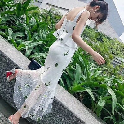 HG 1018 embroidered tulle flower embroidery  fabric  girls dress tulle robe tulle fabric