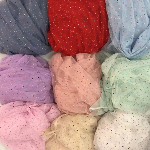 HG6678 Shimmer Faming Polka Dot Mesh Fabric