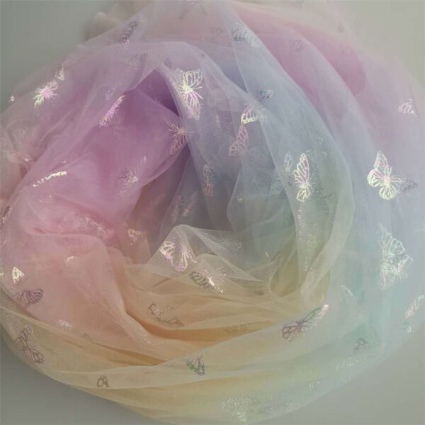 New style delicate and dense American mesh cloth digital gradient printing Magic Color Butterfly gilding fairy mesh