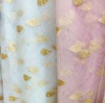 HG6672 Fashionable 100% Polyester Fabric Tulle Foiled Glitter Gold Print Chiffon Fabric