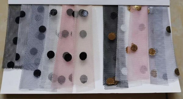 HG6371 Fashion Designs Jacquard Polka Dot Mesh Dress Tulle Fabric