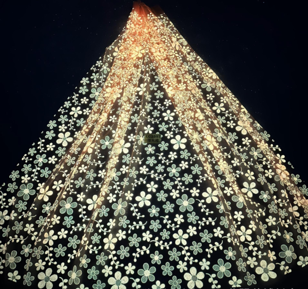 LC3597 Moonlight Floral Glitter Tulle Fabric