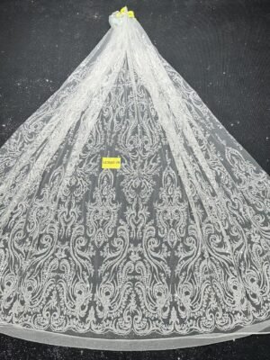 LC3585-28 Pure Silver Bridal Glitter Lace