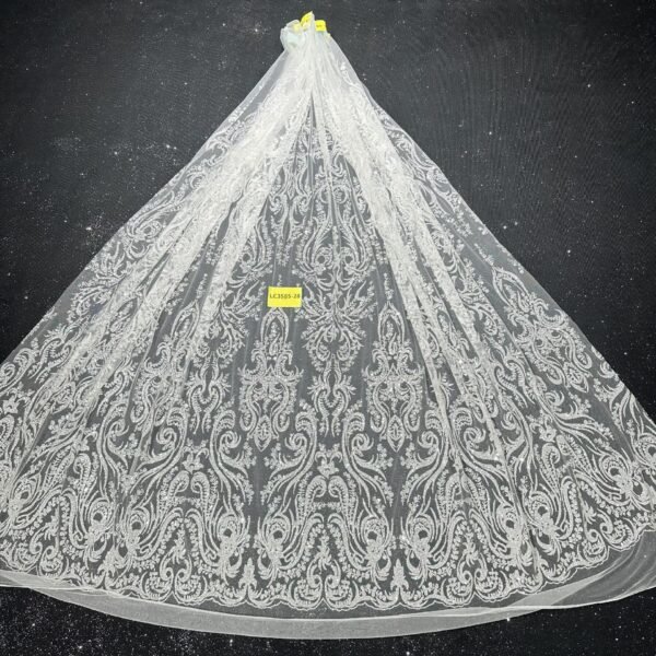 LC3585-28 Pure Silver Bridal Glitter Lace