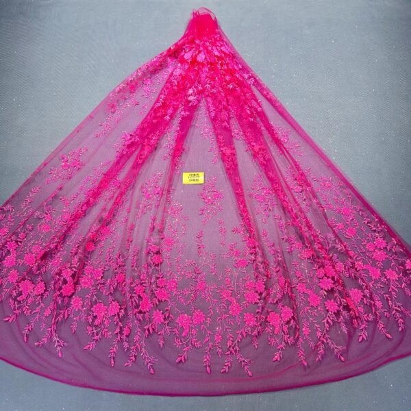 LC7177 Custom 3D Embellished Tulle Fabric