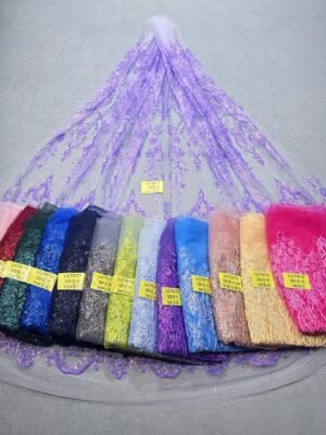 LC7672 Custom 3D Embellished Tulle Fabric