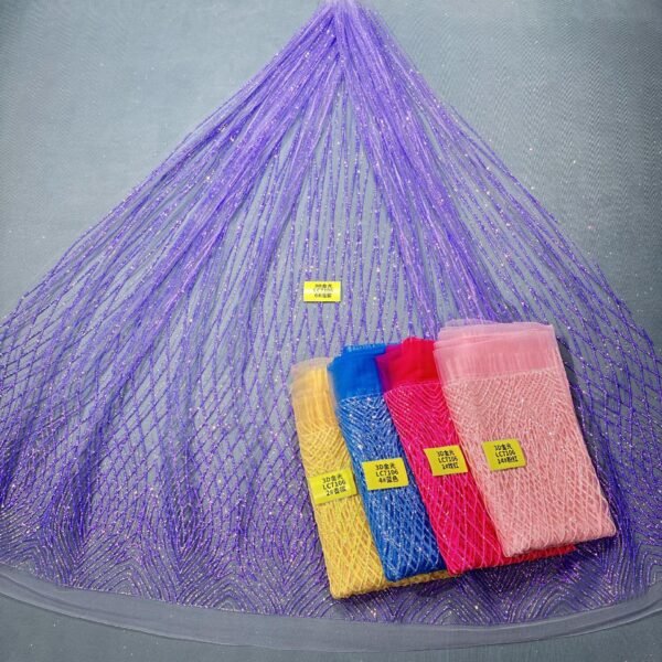 LC7106 Custom 3D Embellished Tulle Fabric