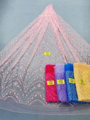 LC7322 Custom 3D Embellished Tulle Fabric