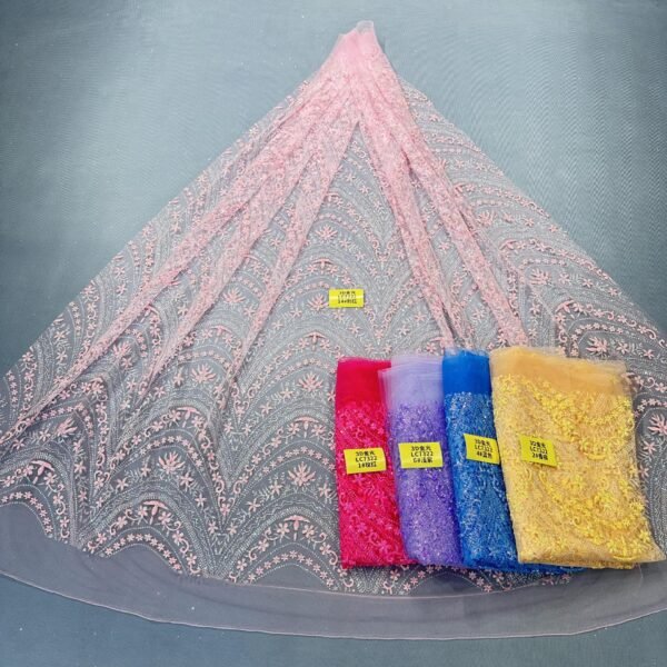 LC7322 Custom 3D Embellished Tulle Fabric
