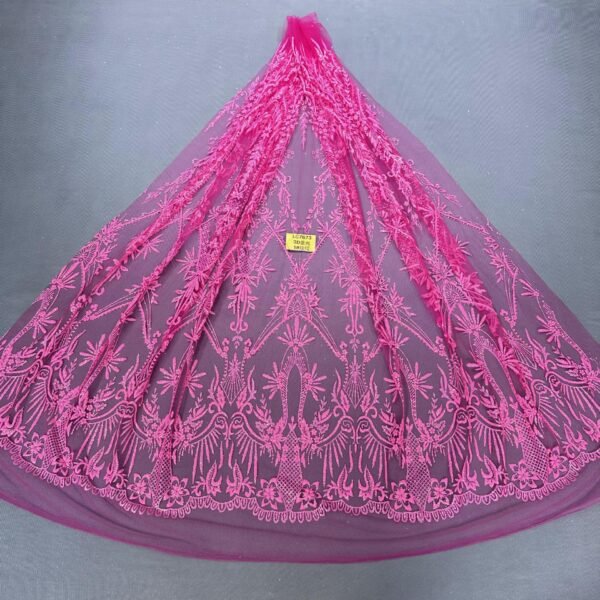 LC7673 Custom 3D Embellished Tulle Fabric