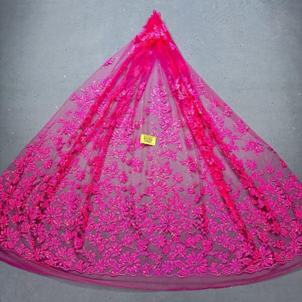 LC7637 Custom 3D Embellished Tulle Fabric