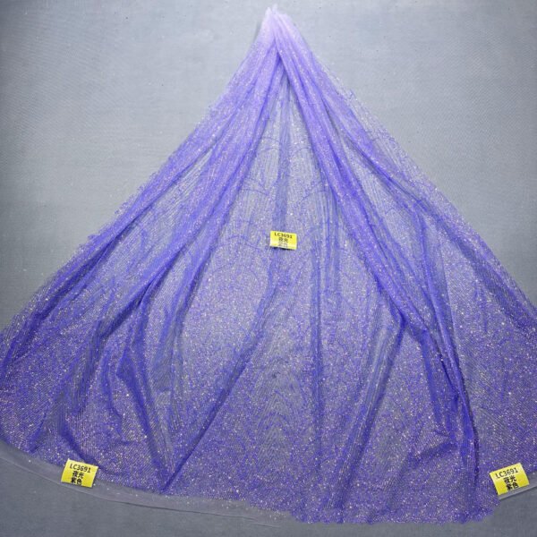 LC3665 Moonlight Floral Glitter Tulle Fabric