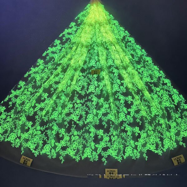 LC3621 Moonlight Floral Glitter Tulle Fabric