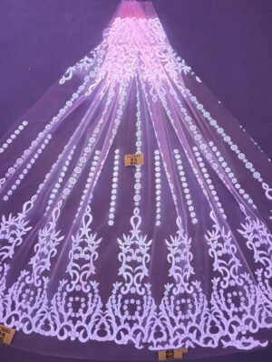 LC3681 Moonlight Floral Glitter Tulle Fabric