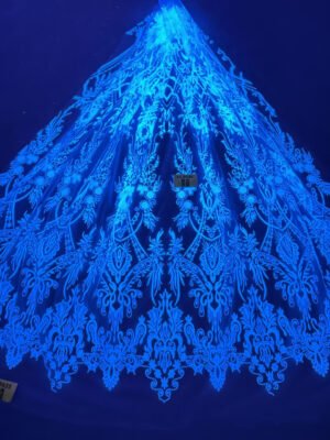LC3634 Moonlight Floral Glitter Tulle Fabric