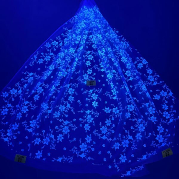 LC3594 Moonlight Floral Glitter Tulle Fabric