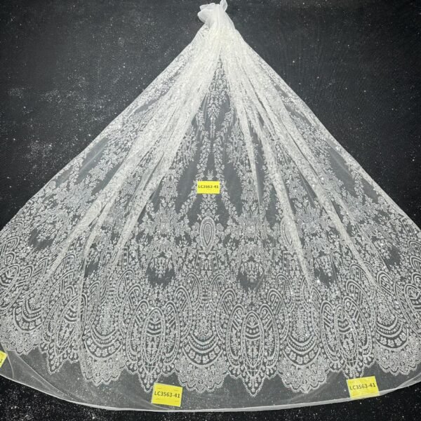 LC3563-41 Pure Silver Bridal Glitter Lace