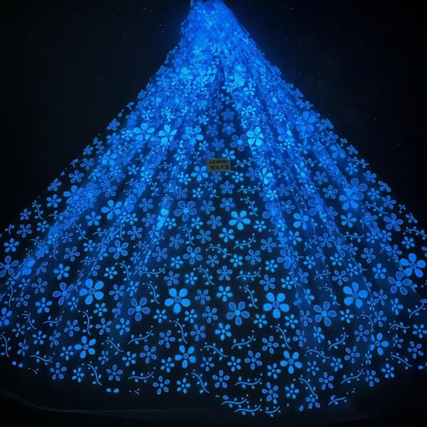 LC3698 Moonlight Floral Glitter Tulle Fabric