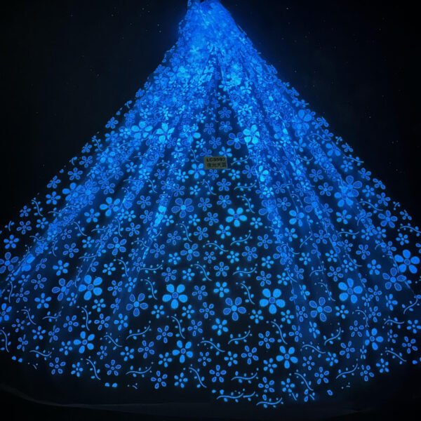 LC3594 Moonlight Floral Glitter Tulle Fabric