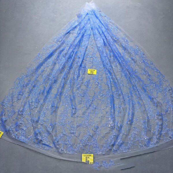 LC3708 Moonlight Floral Glitter Tulle Fabric