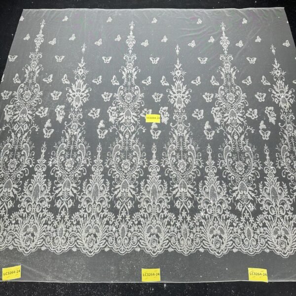 LC3264-24 Pure Silver Bridal Glitter Lace