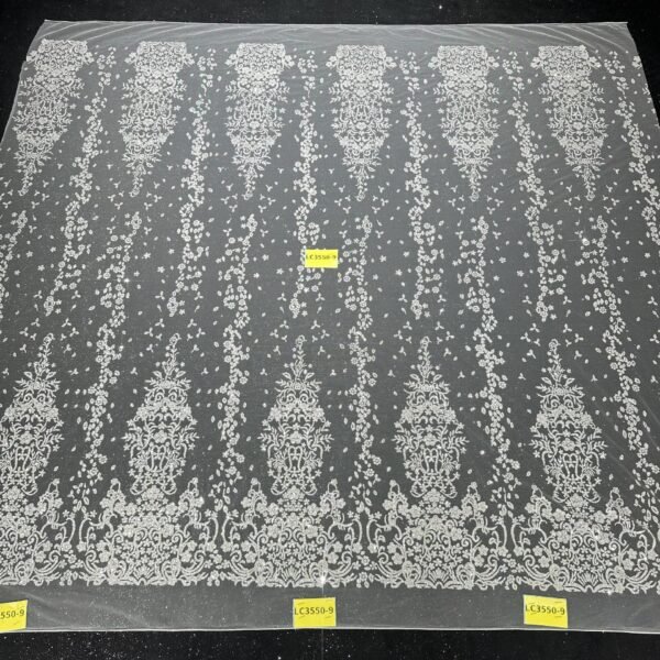 LC3550-9 Pure Silver Bridal Glitter Lace