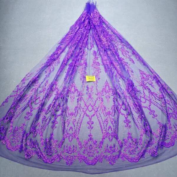 LC7672 Custom 3D Embellished Tulle Fabric