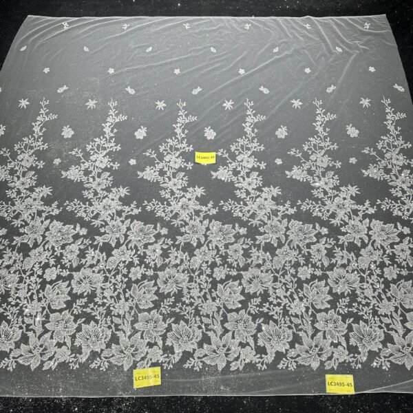 LC3495-45 Pure Silver Bridal Glitter Lace