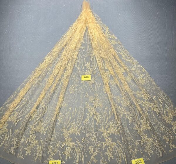 LC3603 Moonlight Floral Glitter Tulle Fabric