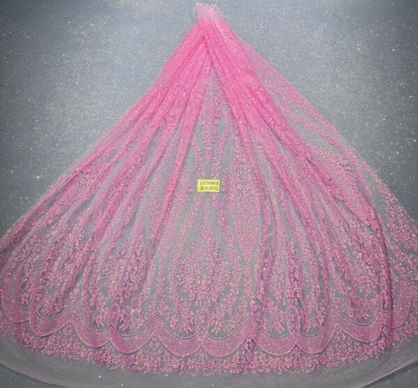 LC3563 Moonlight Floral Glitter Tulle Fabric