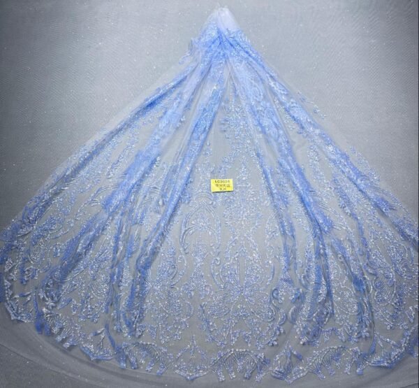 LC3634 Moonlight Floral Glitter Tulle Fabric