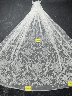 LC3483-40 Pure Silver Bridal Glitter Lace