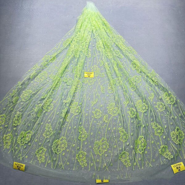 LC3624 Moonlight Floral Glitter Tulle Fabric