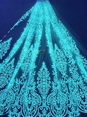 LC3648 Moonlight Floral Glitter Tulle Fabric