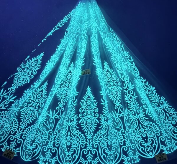 LC3648 Moonlight Floral Glitter Tulle Fabric