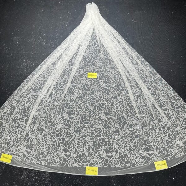 LC3568-23 Pure Silver Bridal Glitter Lace