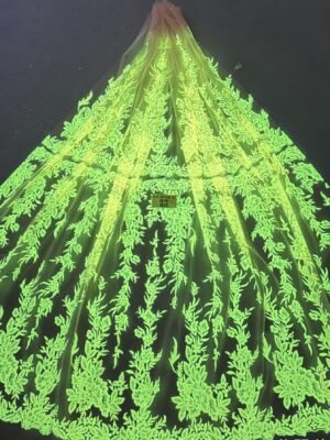 LC3629-1 Moonlight Floral Glitter Tulle Fabric