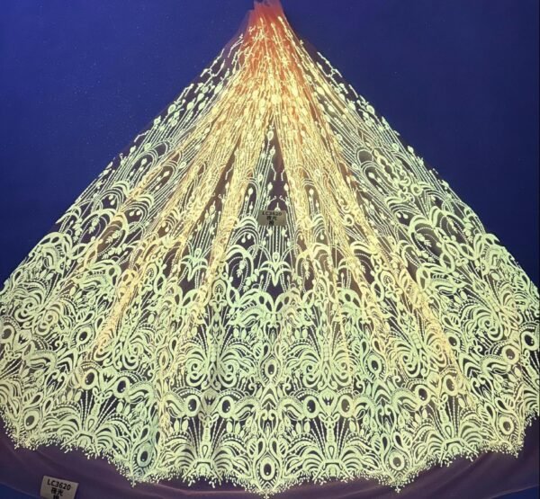 LC3620 Moonlight Floral Glitter Tulle Fabric