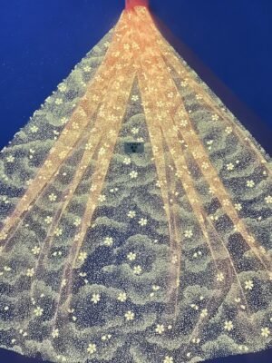 LC3615 Moonlight Floral Glitter Tulle Fabric