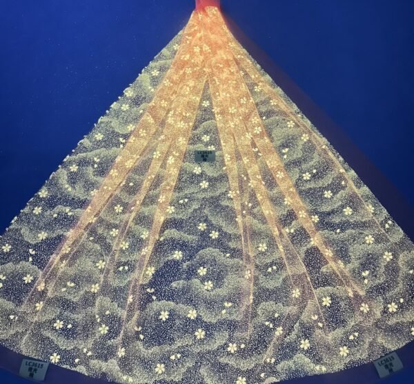 LC3615 Moonlight Floral Glitter Tulle Fabric