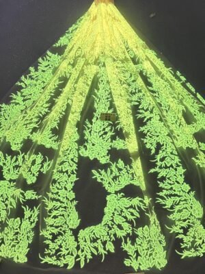 LC3629-2 Moonlight Floral Glitter Tulle Fabric