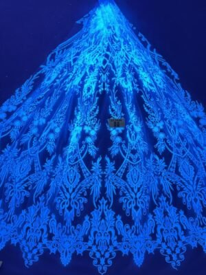 LC3635 Moonlight Floral Glitter Tulle Fabric