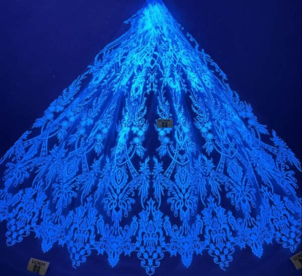 LC3635 Moonlight Floral Glitter Tulle Fabric