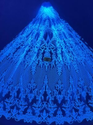 LC3639 Moonlight Floral Glitter Tulle Fabric