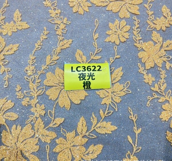 LC3622 Moonlight Floral Glitter Tulle Fabric