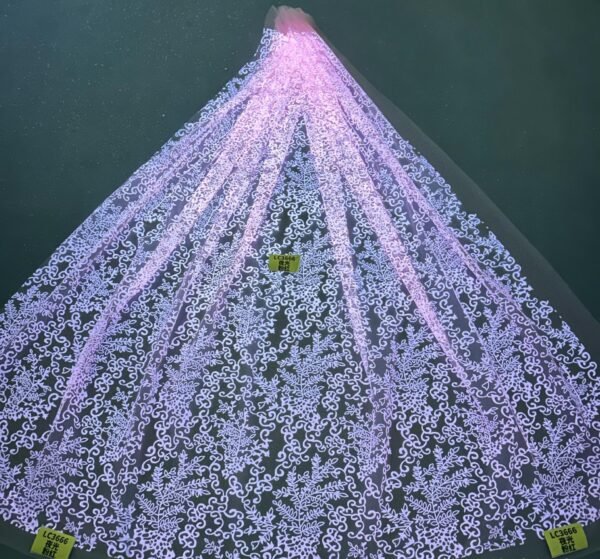 LC3666 Moonlight Floral Glitter Tulle Fabric