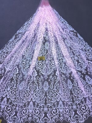 LC3670 Moonlight Floral Glitter Tulle Fabric