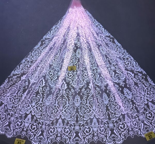 LC3670 Moonlight Floral Glitter Tulle Fabric