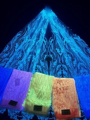 LC3636 Moonlight Floral Glitter Tulle Fabric